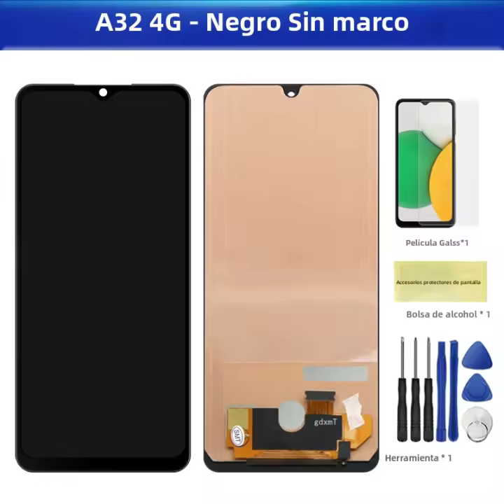 Pantalla AMOLED LCD A32 Para Samsung Galaxy A325 A325F A325F/DS A325M A325N Con Marco Y Sensor De Huella Dactilar Pantalla Táctil Y Digitizador Negro Compatible Con Samsung A32 4G - 1