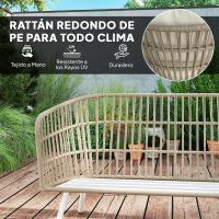 Outsunny Conjunto de Jardín Exterior de Ratán Sintético de 4 Piezas Muebles de Jardín Exterior con Sofá de 2 Plazas 2 Sillones 1 Mesa de Centro de Metal con Cojines Crema y Natural - details 4