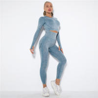 SSITO Conjunto de Yoga sin Costura para Mujer, trajes Deportivos para Fitness, ropa de Gimnasio, Top Short de manga Largo, camisas, Mallas para Corver High, pantalones de entrenamiento - details 18