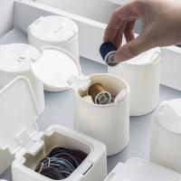 Organizador De Maquillaje Con Cubierta Y Almacenamiento Pop-up Para Algodones Y Pequeños Artículos De Belleza Caja De Plástico Antipolvo Para Escritorio - details 2