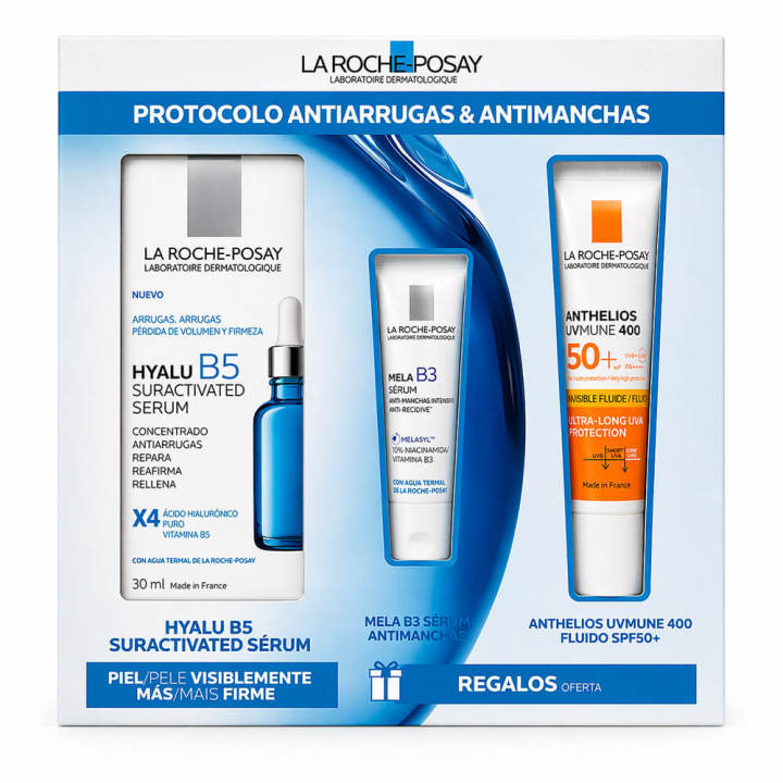 La Roche Posay Hyalu B5 Suractivated Serum 30 Ml + Regalo Mela B3 Doble Dose Sérum 15 ml y Anthelios Uvmune 400 Fluido Spf50+ 15 ml Pack