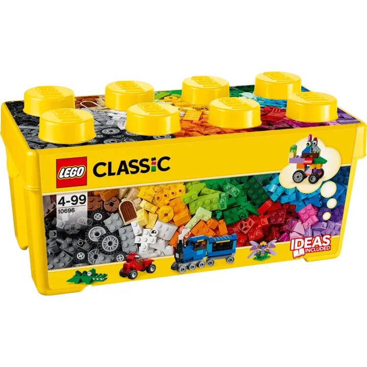 LEGO 10696 Classic Caja de Ladrillos Creativos Mediana, Juegos de Construcción para Niños y Niñas, Base Verde, Coches y Animales de Juguete, Fácil Almacenaje - 1