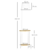 Lámpara de pie de 162 cm y 40 vatios, con dos estantes y una Pantalla de Lino metalizado Blanco, ideal para salones y dormitorios. - details 6