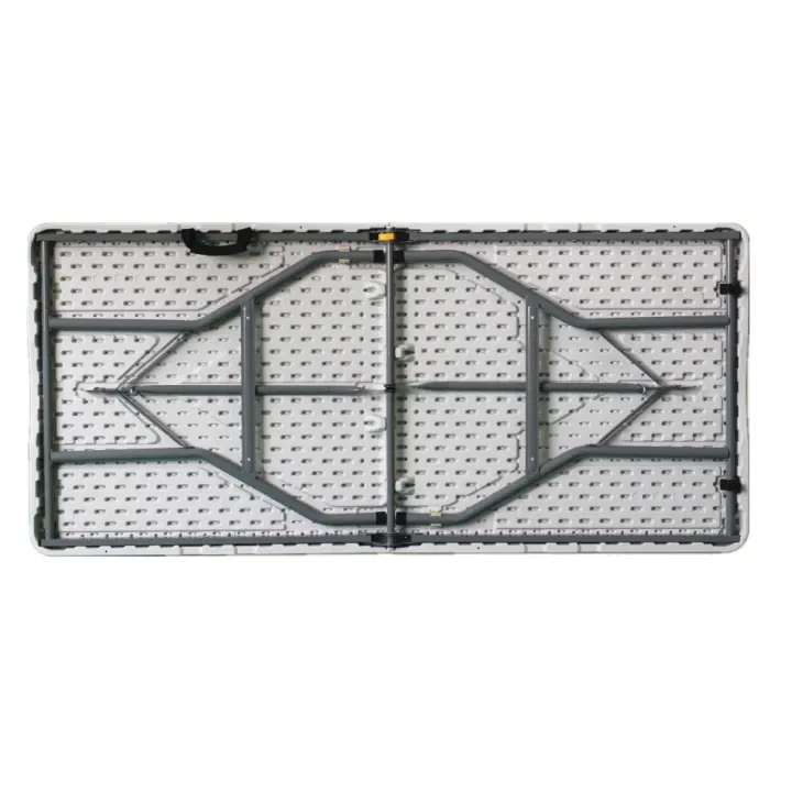 Marbueno Mesa Plegable Rectangular Resina Blanco Estructura de Acero Capacidad 4-6 personas Carga Máxima 150 kg 152X70X74 cm Catering, Jardin, Playa, Camping, Eventos y Terraza 10529 - 1