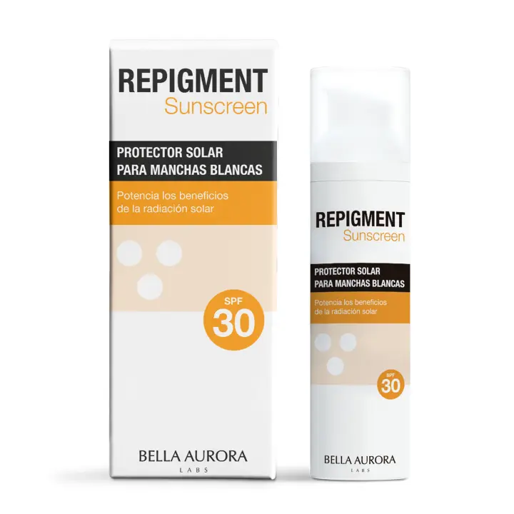 BELLA AURORA - Repigment SunScreen SPF 30 75 ml, Protector Solar para Pieles con Déficit de Pigmentación, Potencia Beneficios Solares, Reduce Aparición de Manchas Blancas, con Melitane y Antioxidantes - 1