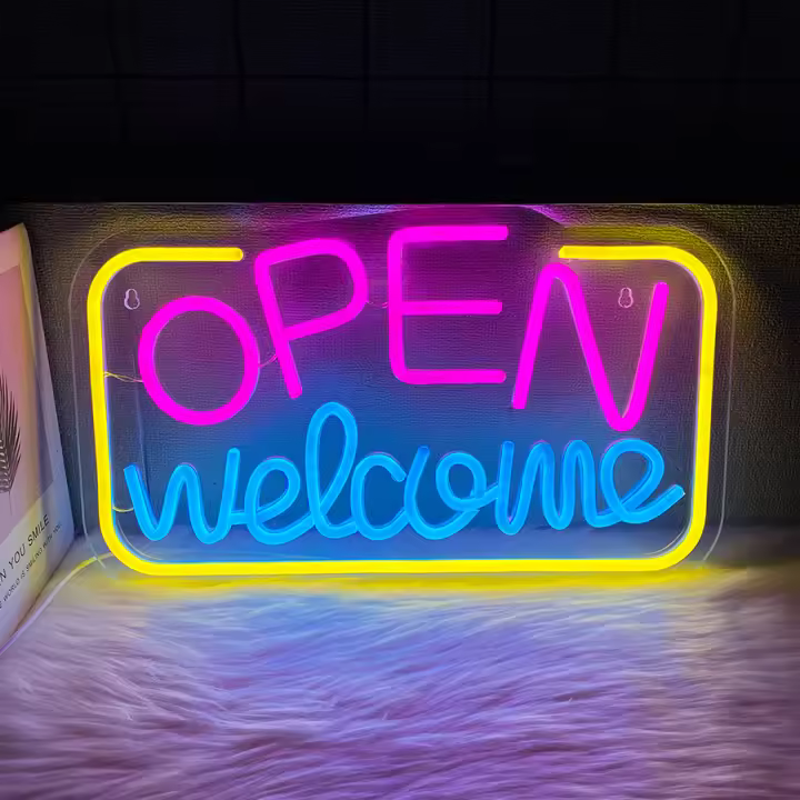 Letra LED De Bienvenida Abierta Signo Neon Para Decoración De Bar Business Tienda Club Suministro USB Material Acrílico - 1