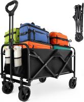 KingnetStore - Carro de Mano Plegable con Ruedas. Multiusos Ideal Playa, Compra, jardín, Camping. Carga hasta 120kg / 150kg. Asa Ajustable. Auxiliar, Herramientas, Bebe, Juguete. Negro / Beige - details 5