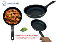 Juego de Sartenes Cocina Inducción Esmaltada | Revestimiento Antiadherente | Superficie Llana con Calentamiento Rápido y Uniforme | Modelos y Tamaño a Elegir Ø18/20/22/24/26/28/30cm | Libre de PFOA | Mango de Baquelita - Happy Friends - details 5