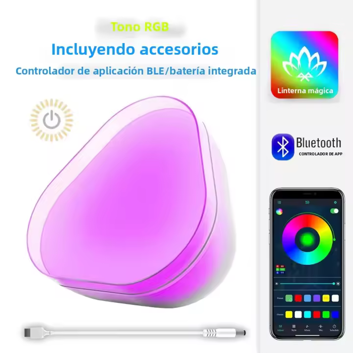 Lámpara De Noche Inteligente LED RGB Ajustable Con Sincronización De Música Luz De Ambiente Para Dormitorio Mesa De Noche - 1