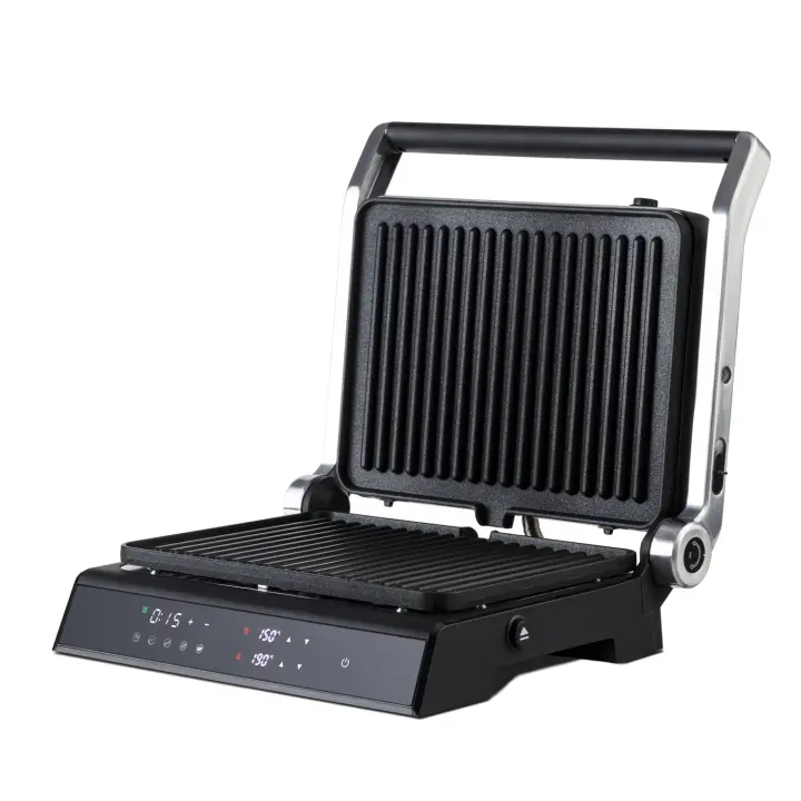 Mellerware - Parrilla Eléctrica Hotty! Digital 2000W  5 Menús Predefinidos. Revestimiento Antiadherente. Regulador Temperatura LED. Obertura 180º. Placas Adaptables. 29×46cm. Grill sin PFOA - 1