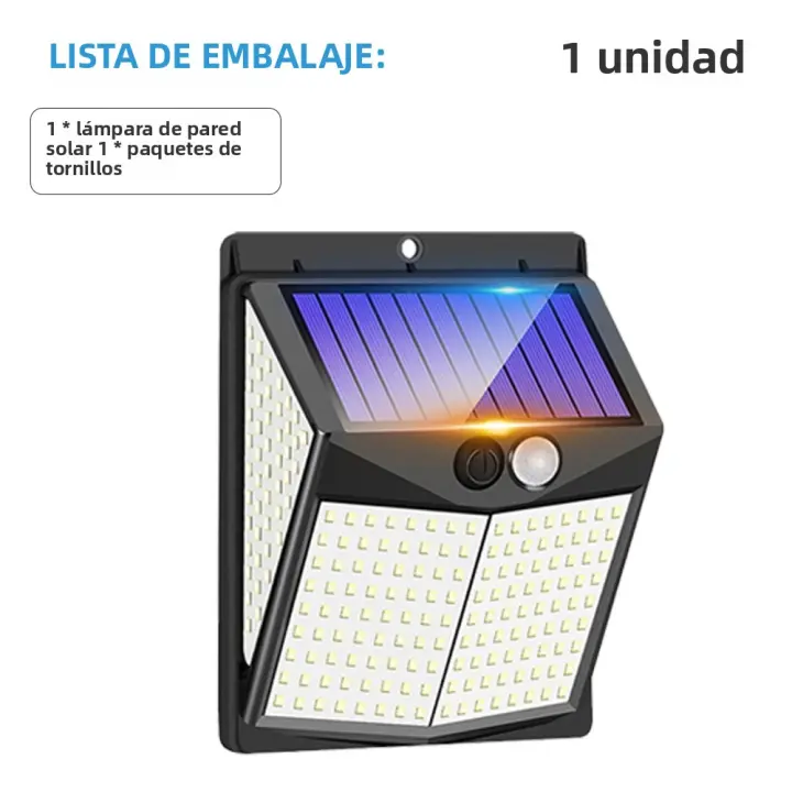 Lámpara Solar Exterior Con Sensor De Movimiento 238 LED Luz De Pared Segura Con 3 Modos De Iluminación Luz De Inundación Solar - 1