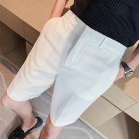 Shorts De Verano Para Hombre Blancos Y Delgados Estilo Coreano Moda Negocios Trabajo Ropa Casual De Cintura Media Talla Regular - details 7