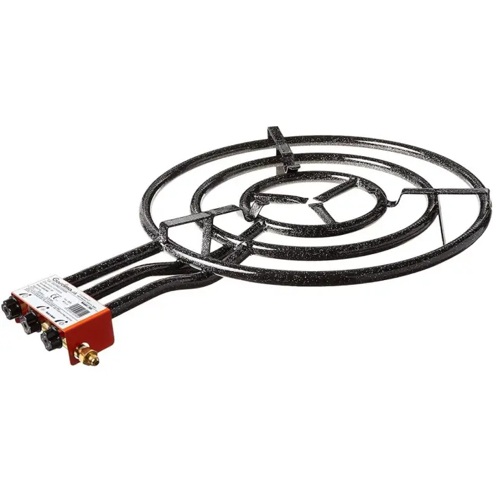 GARCIMA LA IDEAL PAELLERO GAS BUTANO 3 FUEGOS REDONDO HIERRO 70CM Prepara paellas auténticas y deliciosas en esta paellera de hierro esmaltado. - 1