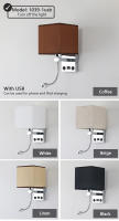 Lámpara De Pared Moderna E27 Con Luz De Lectura LED Y USB Para Dormitorio Sala De Estar Hotel Instalación En La Pared Material De Tela - details 6