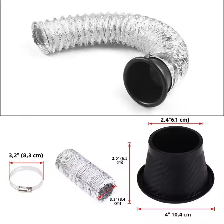 Tubo Telescopio De Admisión De Aire Para Coche Universal Modificado Con Fibra De Carbono ABS Inlet Turbo Funnel Guía De Tubo - 1