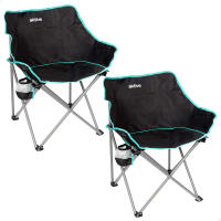 Aktive - Pack 2 sillas plegables de camping, negras, estructura de acero, ligeras y compactas, con posavasos y bolsa de transporte, perfectas para exteriores - details 0