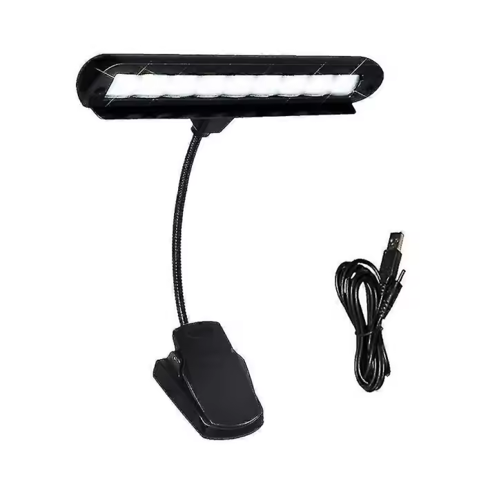 Clip On Music Light Stand 9 Led Orchestra Lamp Piano Light Fully Adjustable Music Stand Lamp With Power Cable (without Batteries, Black) - 1