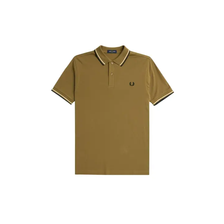 Fred Perry Slim Fit Twin Tipped Polo Shaded Stone / Ice Cream / Black - 1