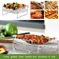 Rack De Doble Capa Para Air Fryer Accesorios Metálicos Plegables Soporte Con Brochetas Herramientas De Cocina - details 4