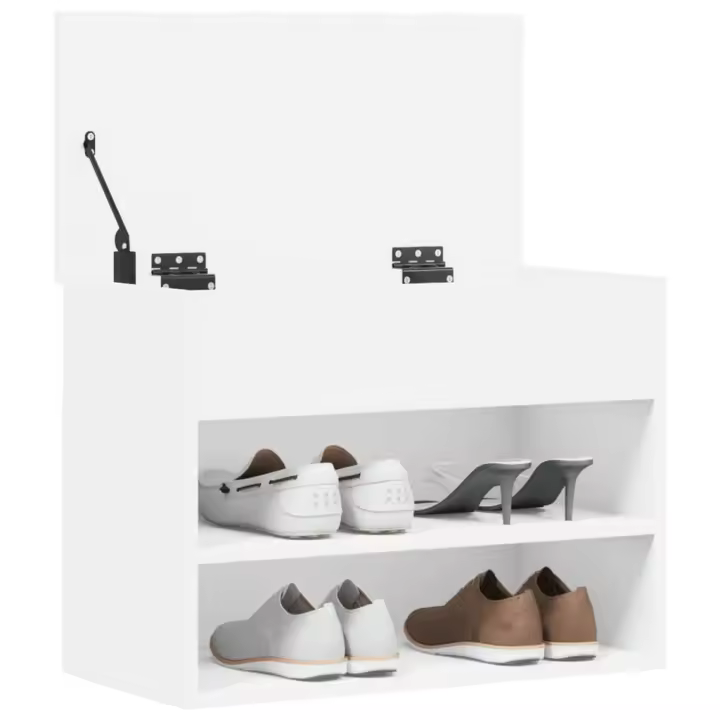 Banco Zapatero de Madera de Ingeniería Blanco 60x30x45 cm - 1