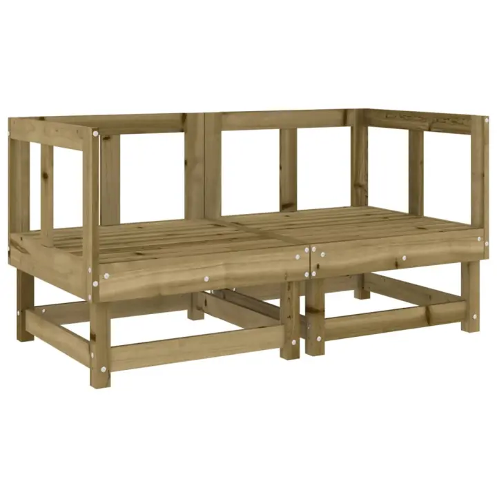 vidaXL Sofás de esquina de jardín 2 uds madera maciza Douglas Pino natural, Pino blanco, Pino gris Conjunto Terraza Muebles Jardín Exterior Juego de Muebles de jardín Mueble Jardín Exterior Muebles de Salon Exterior - 1
