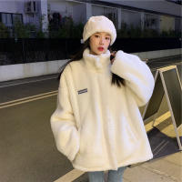 Abrigo De Lana De Oveja Gruesa Para Mujer Invierno Cuello Erguido Faux Peluche Cálido Con Cremallera Y Mangas Largas Ropa Exterior Casual - details 1