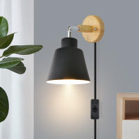 Nordic Wall light Indoor DIY E27 Wooden 6 Colors EU/UL Plug 350° Wall lamps For Living room Bedroom Aisle Sconce Fixtures Decov - details 7
