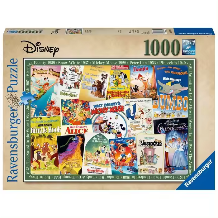 RAVENSBURGER PUZZLE 1000 PIEZAS DISNEY VINTAGE MOVIE POST DISNEY CASTLES 37x6x27 Cms. - 1