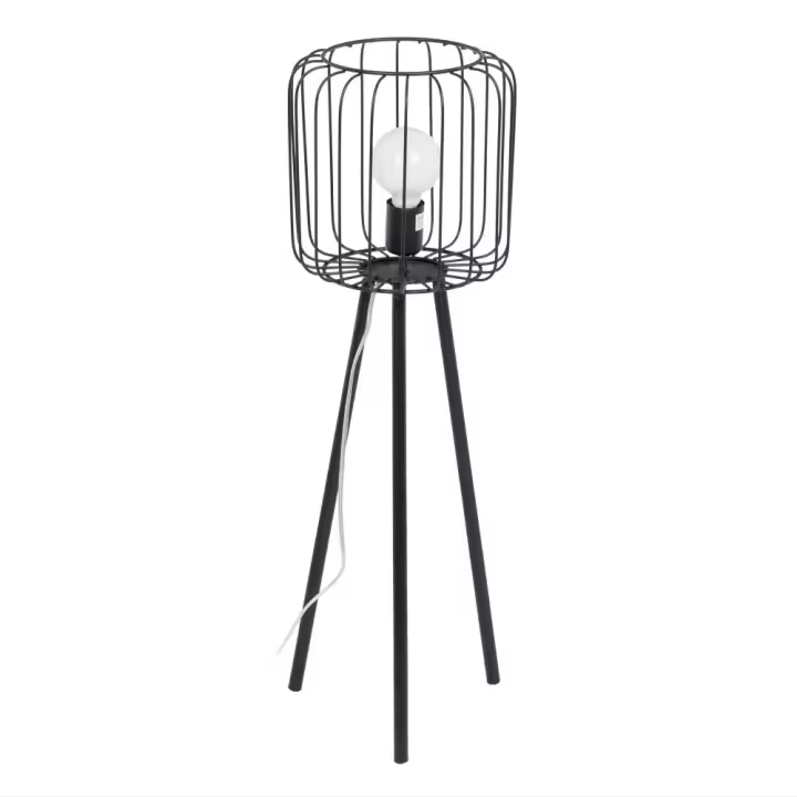 Lola Home Lámpara de pie de varillas de metal negra de Ø 25x80 cm - 1
