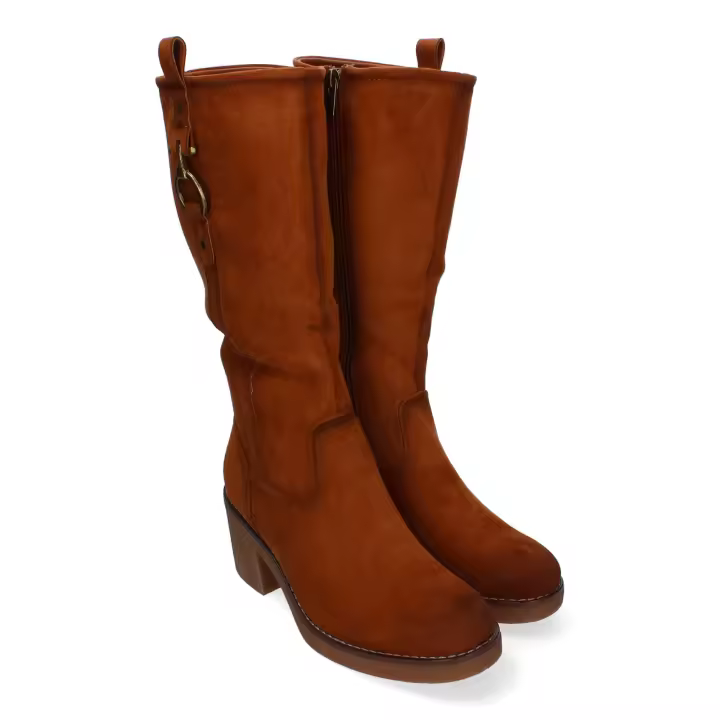 PuntoSalao Botas de tacón medio cómodo elegantes para mujer color cuero VRA-1080 - 1