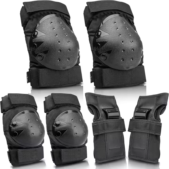 Juego de protección para patines, 6 en 1, equipo de protección ajustable, rodilleras, coderas para niños, adolescentes y adultos para patinaje sobre ruedas, patinaje, ciclismo, patineta, scooter, BMX S- - 1