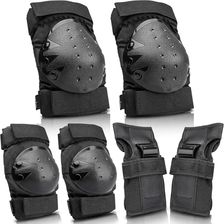 Juego de protección para patines, 6 en 1, equipo de protección ajustable, rodilleras, coderas para niños, adolescentes y adultos para patinaje sobre ruedas, patinaje, ciclismo, patineta, scooter, BMX S- - 1