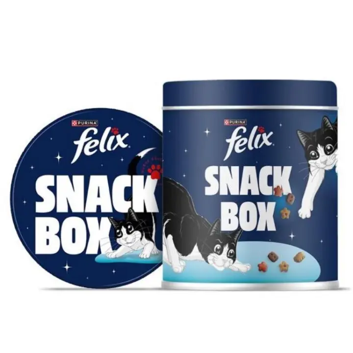 Snack box caja especial Navidad de metal con surtido de snacks para perro 307gr o para gato 155gr como complemento alimentario y premio - Purina - 1