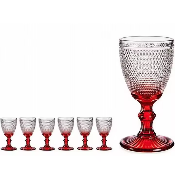 Arte Regal Set 6 Copas Cristal Puntos Agua Rojo 24 cl Calidad y Diseño al Mejor Precio - 1