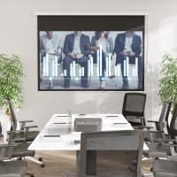 HOMCOM Pantalla de Proyector Eléctrica 100 Pulgadas HD Pantalla de Proyección Motorizada Formato 16:9 con Mando a Distancia para Cine en Casa Fiestas 253x7,5x168 cm Blanco - details 2