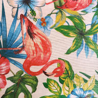 LaFábricadelasTelas - loneta estampada  tropical flamencos y flores  mantel antimanchas,repelente al agua para exterior e interior tejido por metros. 1'4 metros ancho. - details 1