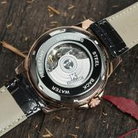 Reloj Mecánico Automático Para Hombre 1 Pieza De Moda Skeleton Con Dial Estrellado Luminoso Fase Del Día Correa Negra Artificial Casual Negocios Reloj De Lujo Top Marca Sin Batería - details 4