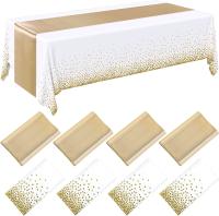 Mantel Desechable De Plástico Rosa Oro Para 6 Asientos 108 Pulgadas Satinado Para Bodas Y Fiestas De Cumpleaños Tela De Mesa Impermeable Y Resistente Al Aceite - details 0