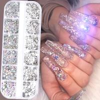 Kit De Rhinestones Para Uñas 3D Planos Y Laminados AB Y Transparentes De Vidrio Accesorios Para Manicura DIY Adornos De Uñas - details 0