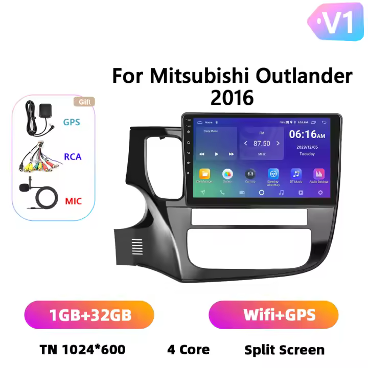 Podofo Radio de coche Android 2 Din para Mitsubishi Outlander 2016 Carplay 8+128GB AI Voice WIFI+4G DSP GPS Navegación Multimedia Reproductor de Video - 1