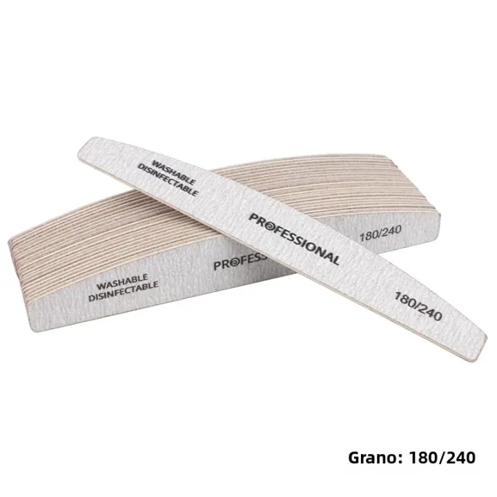 Lote De 10 Archos De Uñas De Madera Profesional 100/180 Limas De Pulido Para Manicura Y Gel Polishing Bloque Gris Archos De Uñas De Madera Sandía - 1