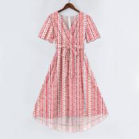 Vestido Casual De Moda Para Mujer Con Cuello En V Manga Corta Volante Vintage Impresión A-Line De Pierna Larga Estilo Italiano - details 12