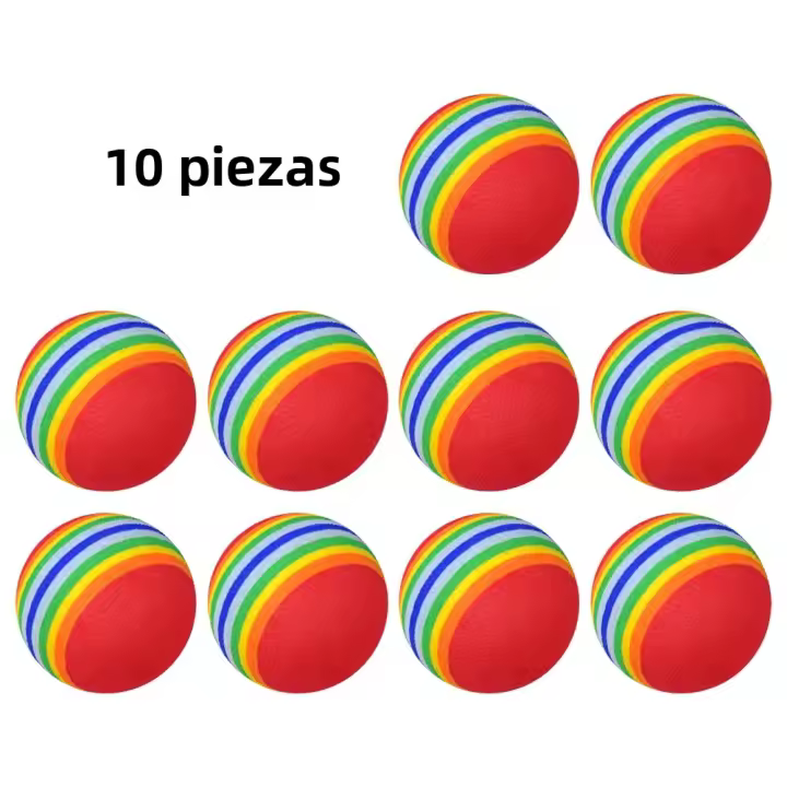 10x Bolas De Entrenamiento De Swing De Golf En Color Arcoíris Espuma Suave Y Flexible Accesorio De Ayuda Para Práctica Interior - 1