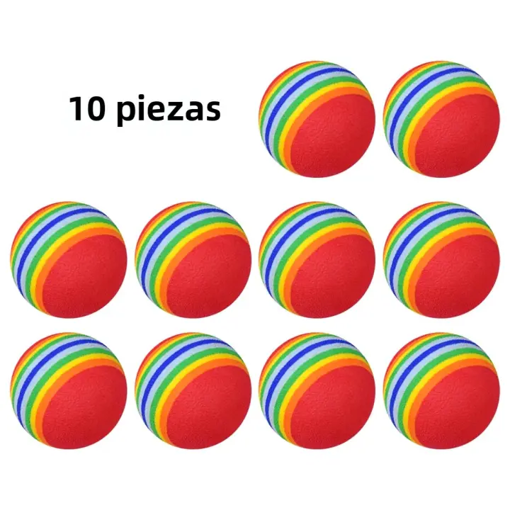 10x Bolas De Entrenamiento De Swing De Golf En Color Arcoíris Espuma Suave Y Flexible Accesorio De Ayuda Para Práctica Interior - 1