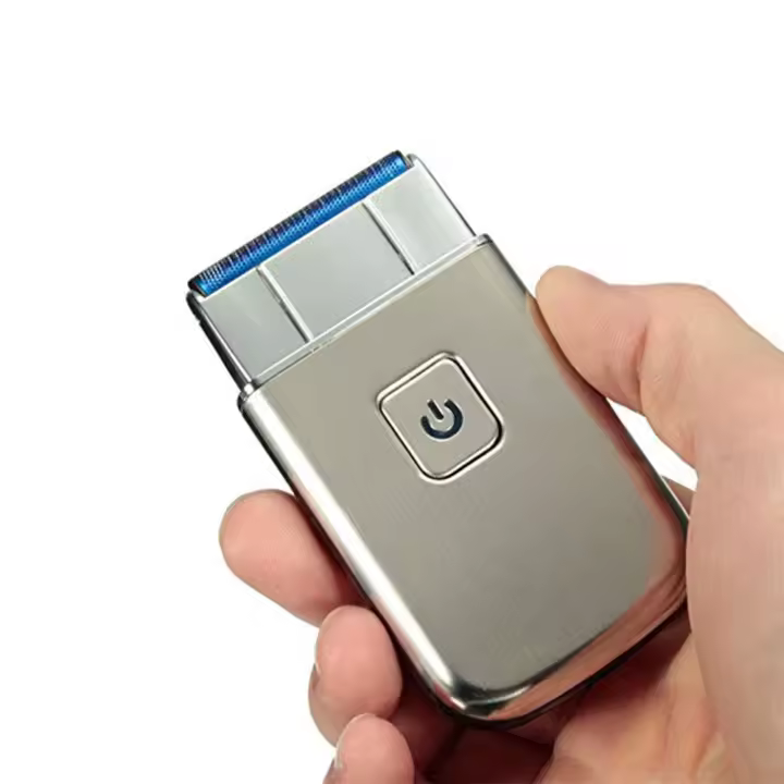 Mini afeitadora eléctrica alternativa para hombres, afeitadora de láminas para hombres, afeitadora de barba de viaje con carga USB inalámbrica, recortadora facial, plateada - 1