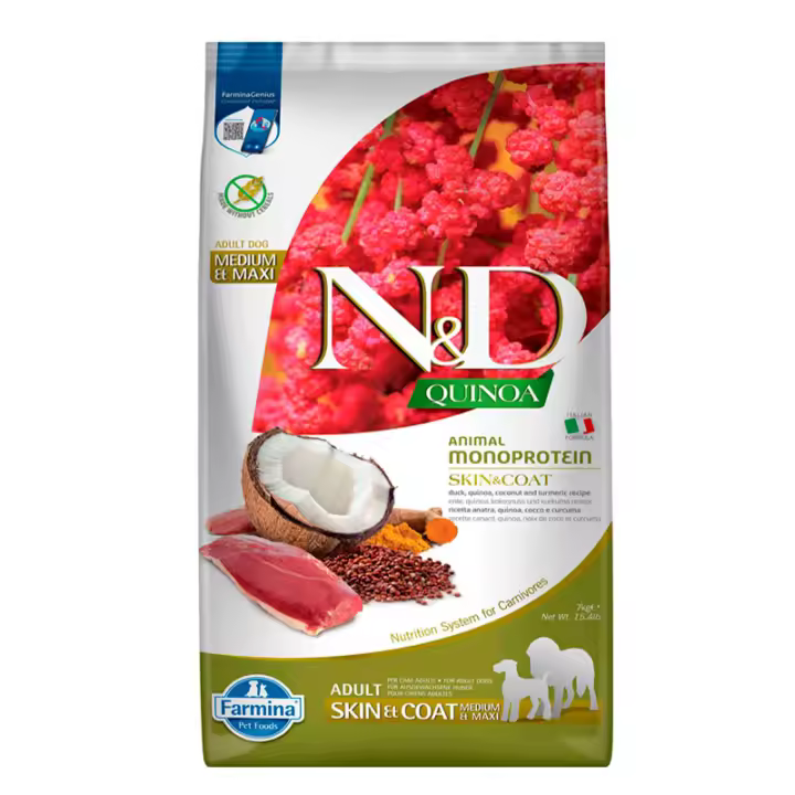 Farmina N&D Quinoa Skin & Coat Medium / Maxi Pienso para Perros con Pato 7kg - 1