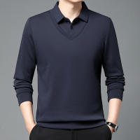 Camisa Polo Casual Para Hombres De Color Sólido Con Bloqueado Cómodo Para Todas Las Estaciones Versátil Top Antigüedad Doble - details 13