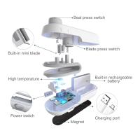 Mini sellador de bolsas, sellador tÃ©Rmico de mano, vendedor de bolsas de plástico 2 en 1, máquina de adhesivo portátil recargable al vacío, para plástico, with chips - details 4