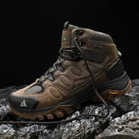 Botas De Senderismo HIKEUP Para Hombre Suela Antideslizante Alta Transpirables Impermeables De Cuero Sintético Y Malla Para Otoño E Invierno - details 9