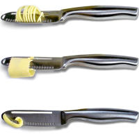 LMETJMA Cuchillo De Mantequilla Y Queso 3 En 1 Acero Inoxidable Espátula Para Postres Mermelada Y Crema Divisoria De Pan KC0070 - details 0